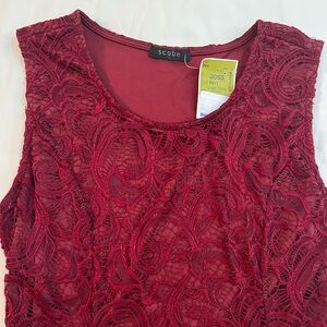 Red lace sleeveless blouse NWT